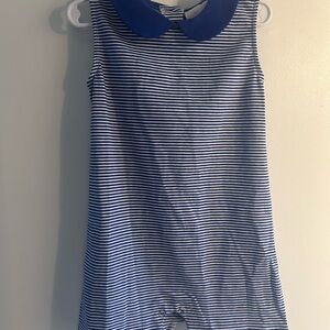 Striped Sleeveless Jon Jon Romper with Blue Collar